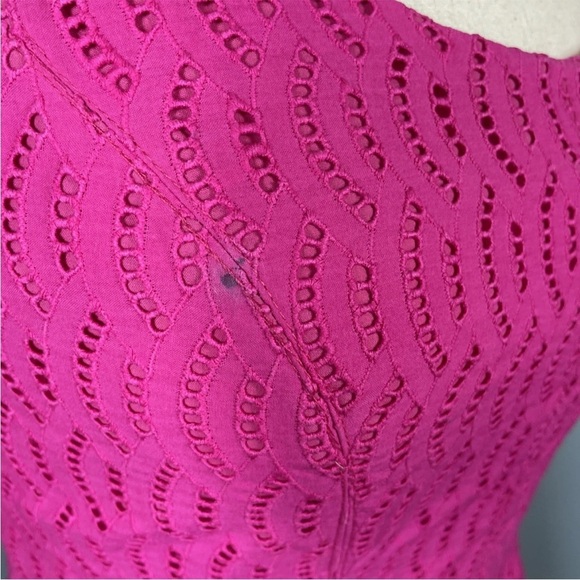 Lord & Taylor Sleeveless Eyelet Fit & Flare Mini Dress Size 6 Petite cotton Pink - Picture 6 of 8
